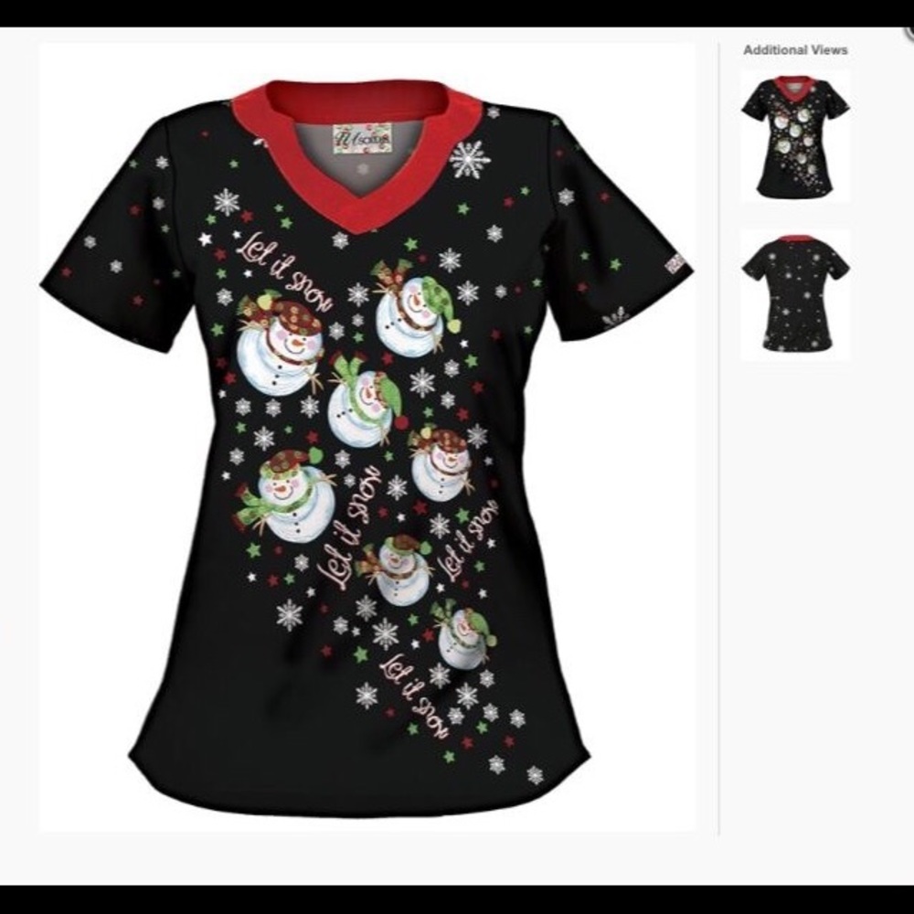 Snowman Scrub Top (Small)